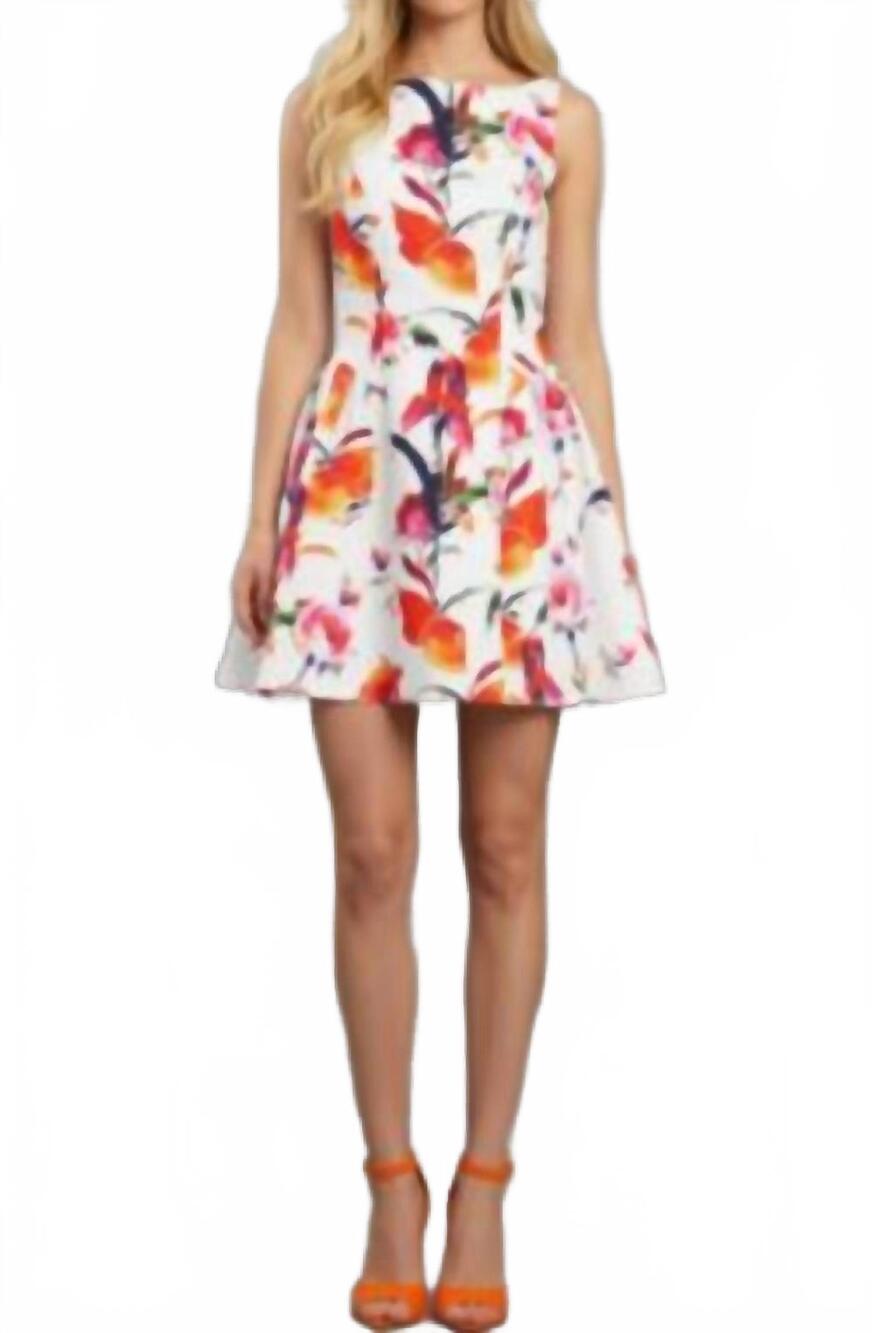 NEW DAVE & JOHNNY floral print and open back mini dress in white multi